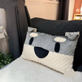Gray Schnauzer or white West Highland printed dog cushion pillow measuring 50x35cm on a sofa