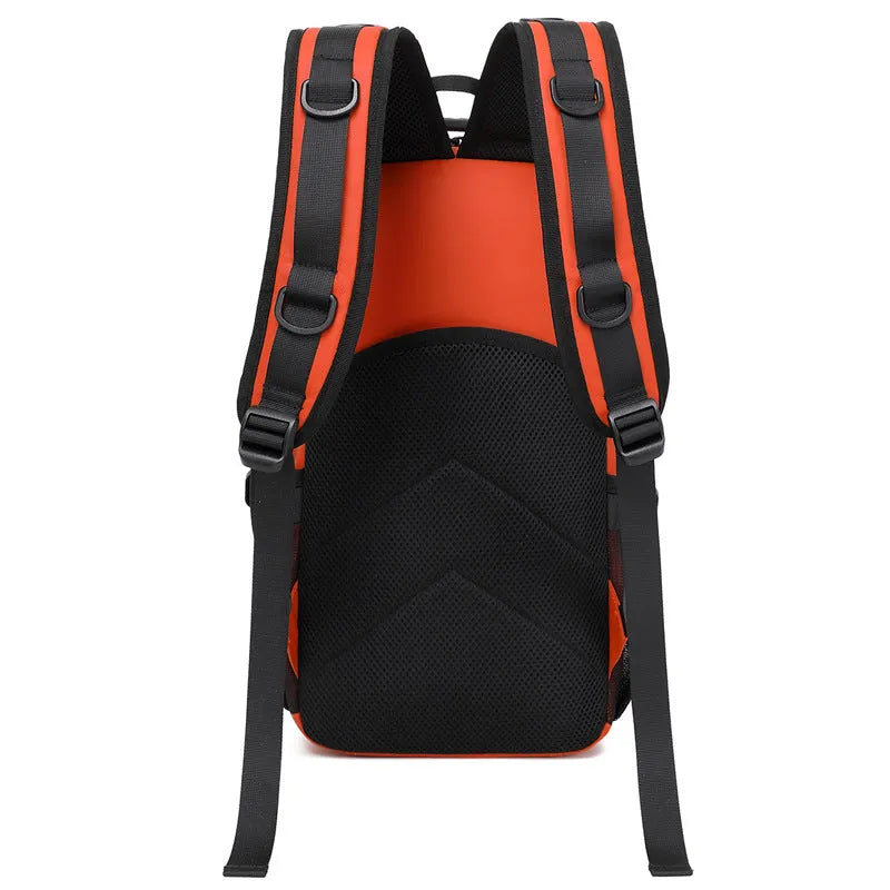 Large orange and black Derm outdoor hiking backpack with 20-35 litre capacity