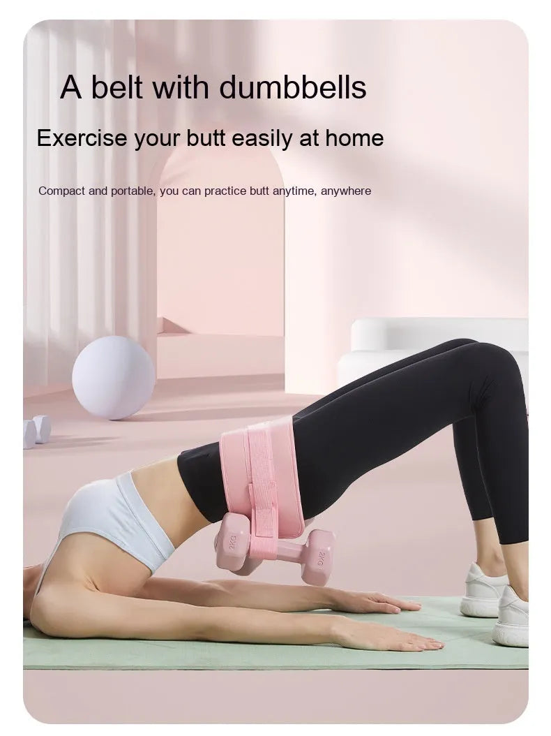 Black and pink adjustable hip bridge auxiliary strap for weight bearing fitness training