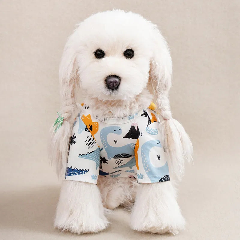 Full printed small dog t-shirt for spring and autumn in colourful patterns with size options S to XXL
