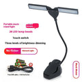 Music stand lamp with 28 LED lights, USB cable and batteries for sheet music illumination during instrument practice
