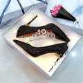 Crystal stiletto bridal shoes in black or silver with choice of 7cm or 9cm heel height