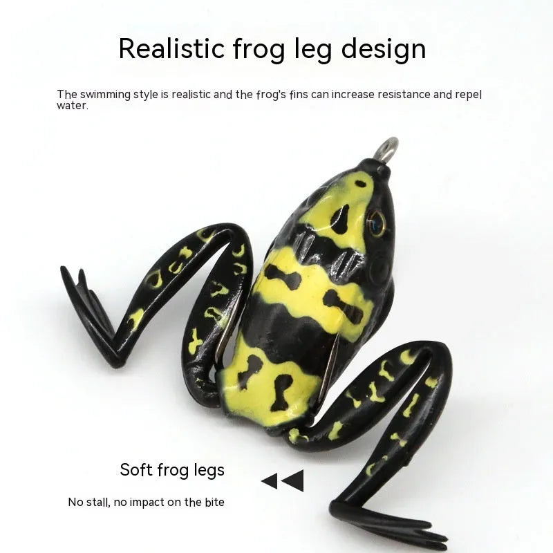 Luya fishing artificial bait with frog snake head design and double hooks in grass green colour