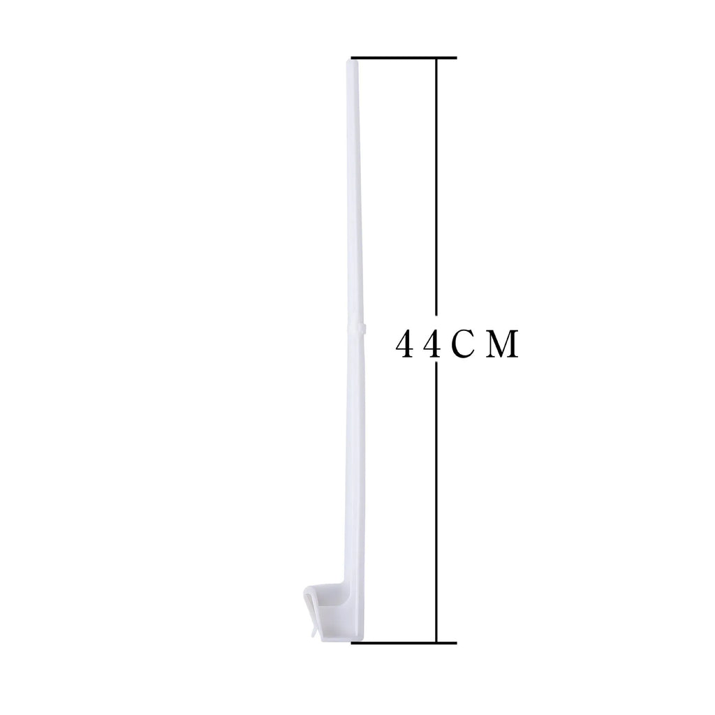 Ten white PP plastic car window flag pole holder clips laid out.