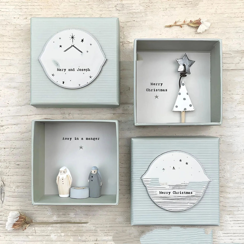 Plastic resin guardian angel ornament in modern simple cartoon style with gift box packaging