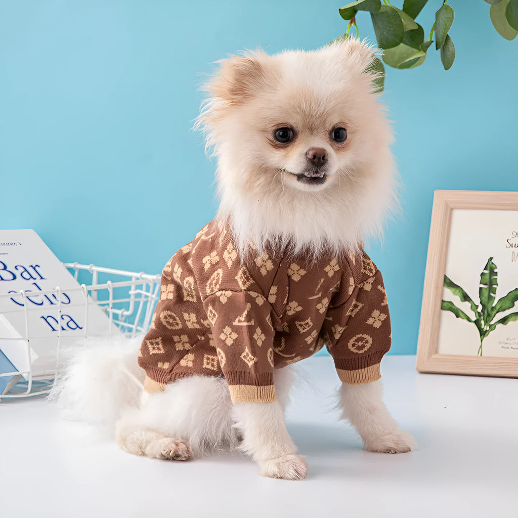 Wool blend dog sweater in European style with monochrome or two-tone colour options