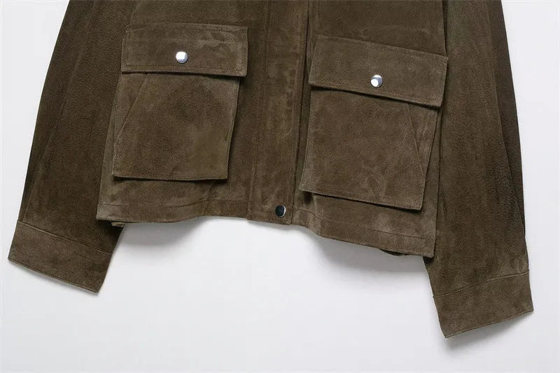 Women's medium thickness PU jacket in Japanese Korean casual style with regular fit