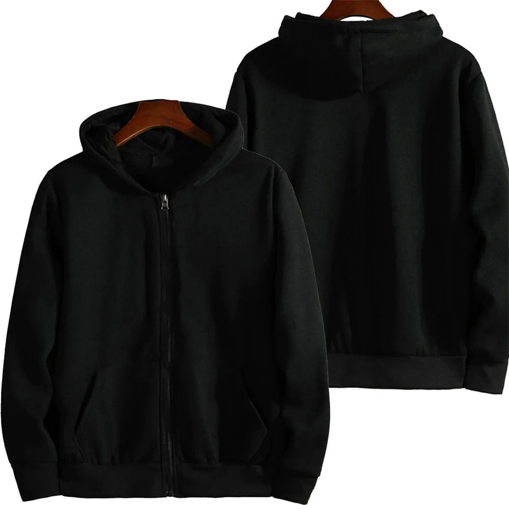 British loose sports American zipper jacket for men in solid colours with cardigan style and no padding design