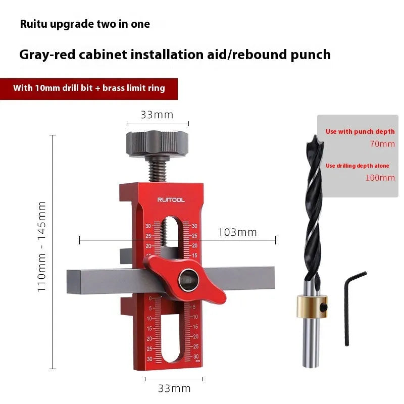 Aluminium alloy cabinet door installation aid tool for woodworking hinge fitting