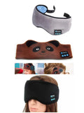 Black Bluetooth sleep mask with built-in speakers showing soft fabric construction and streamlined design