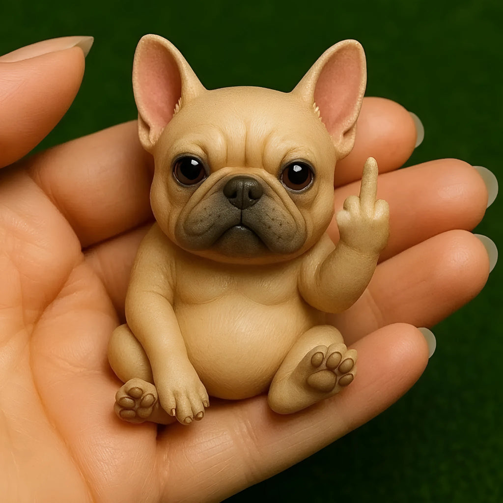 Mini animal vertical middle finger doll resin ornament in cat style