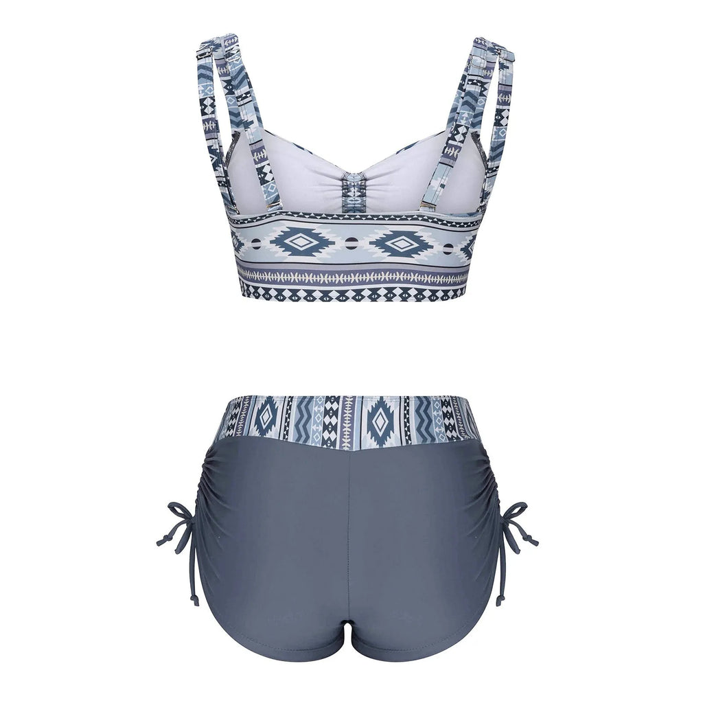 Women's two-piece bikini swimsuit with removable chest pads in the pictured colour.