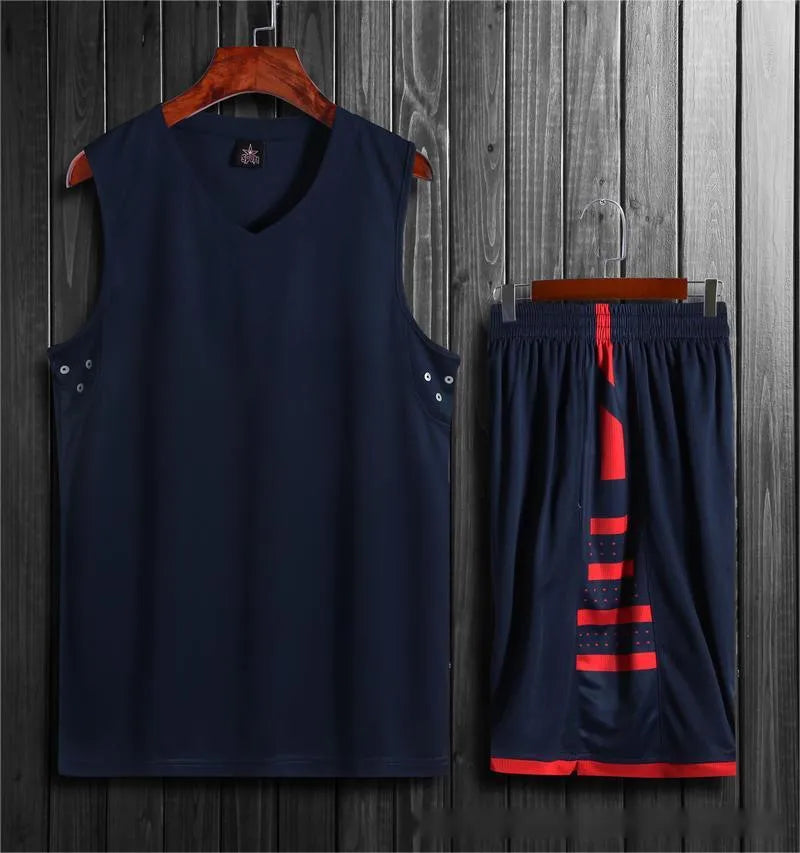 Breathable black and white sports vest and pants set for student training and fitness.