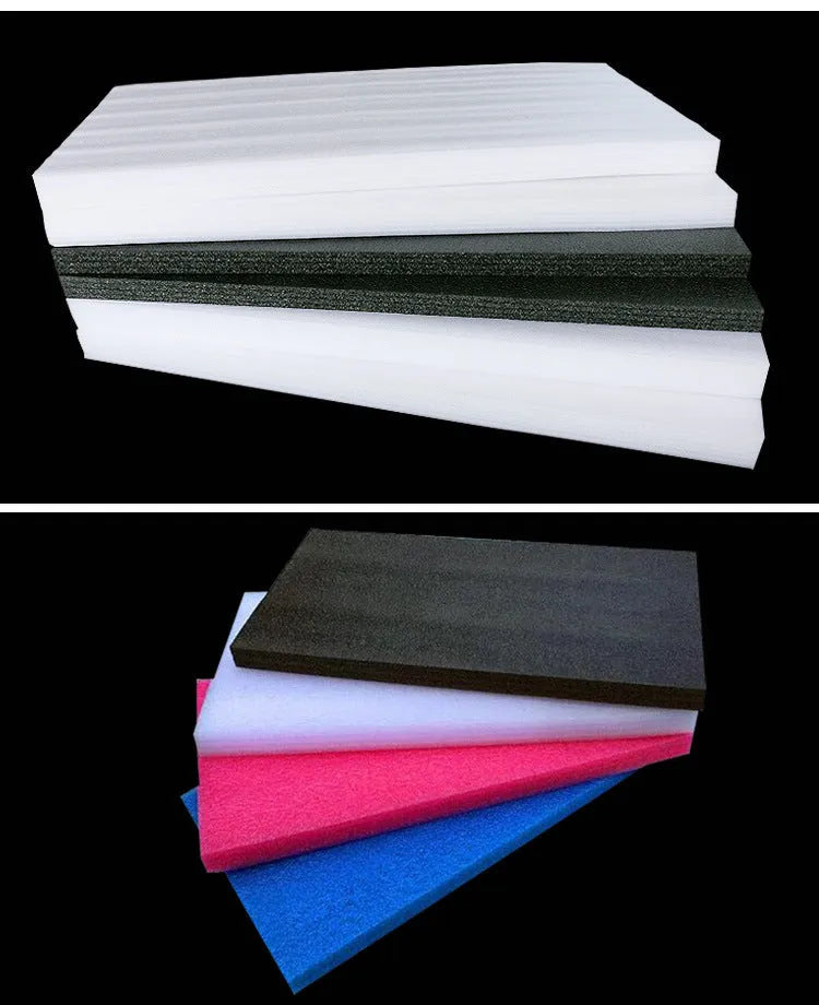 Large white EPE pearl cotton foam board showing its 2 metre by 1 metre dimensions and 10mm thickness.