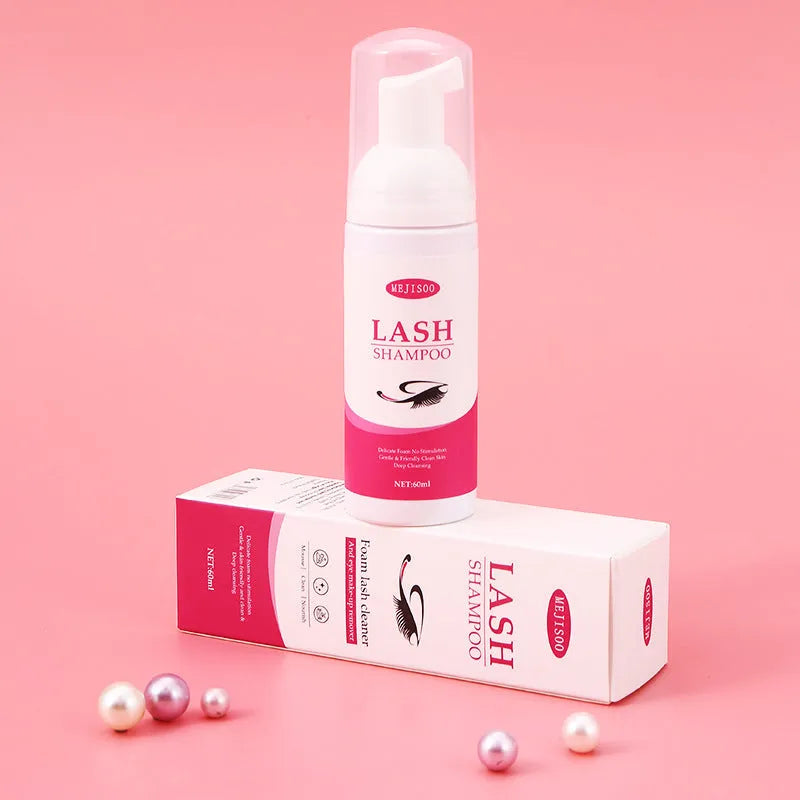 13.5cm tall bottle of 60ml lash shampoo mousse for false eyelash cleaning and maintenance