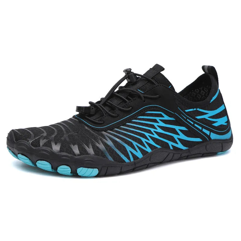 Outdoor fashion sports upstream shoes with non-slip rubber sole and breathable gauze lining in white black pink and blue
