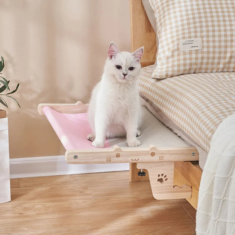 Wooden cat hammock hanging bed suitable for balcony windows or bedside, seven style options available