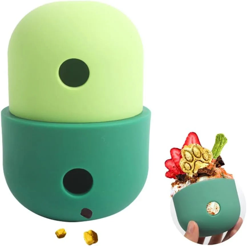 Dog treat puzzle toy in assorted colours for small medium dogs with detachable design