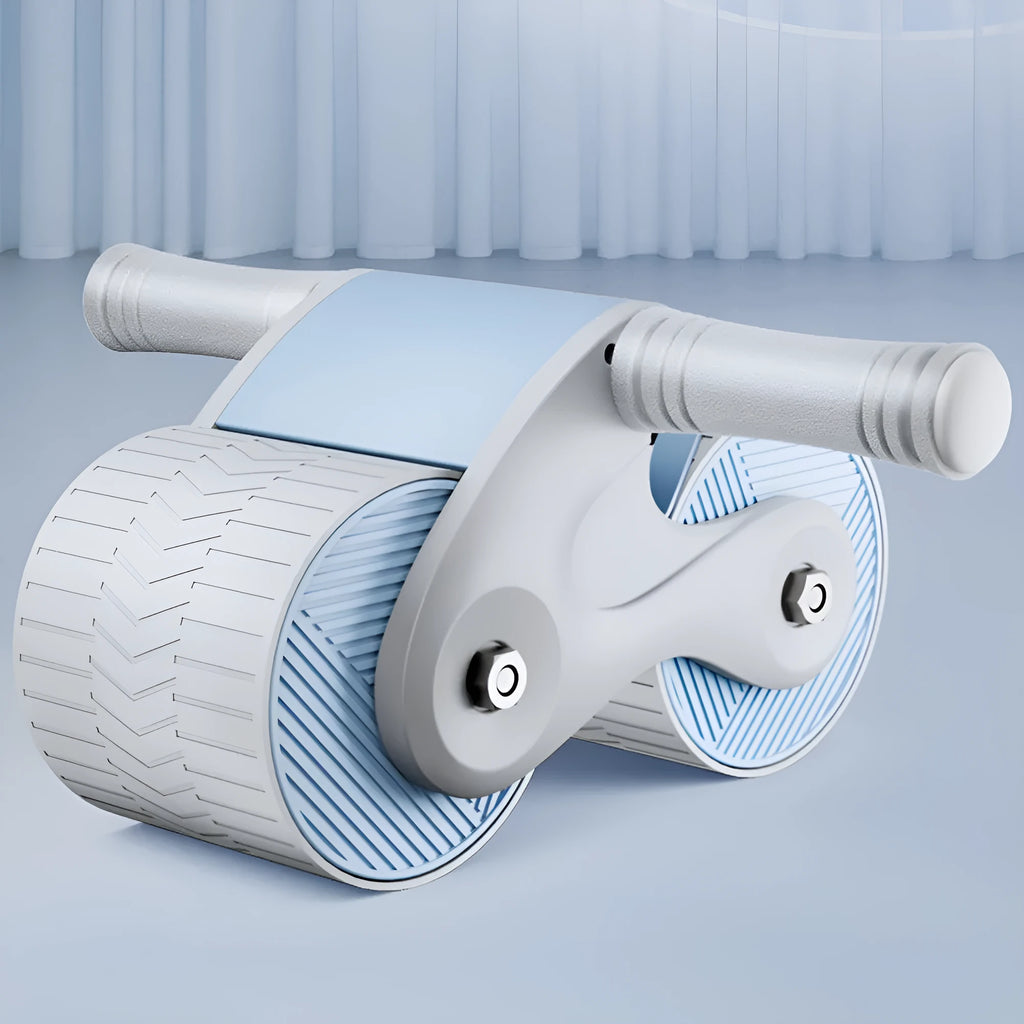 Abdominal muscle wheel roller in black blue with knee pad and mobile phone bracket for home fitness