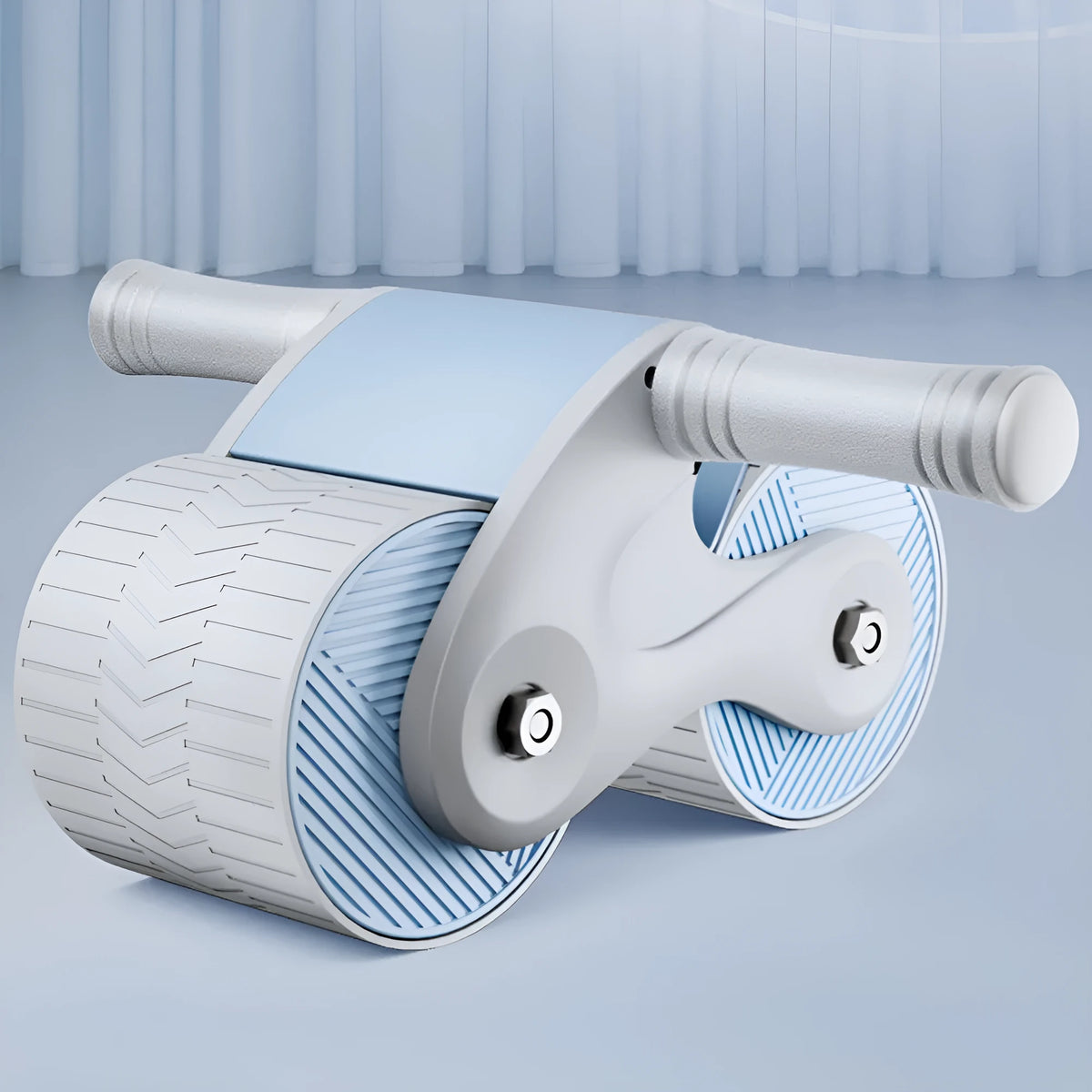 Abdominal muscle wheel roller in black blue with knee pad and mobile phone bracket for home fitness