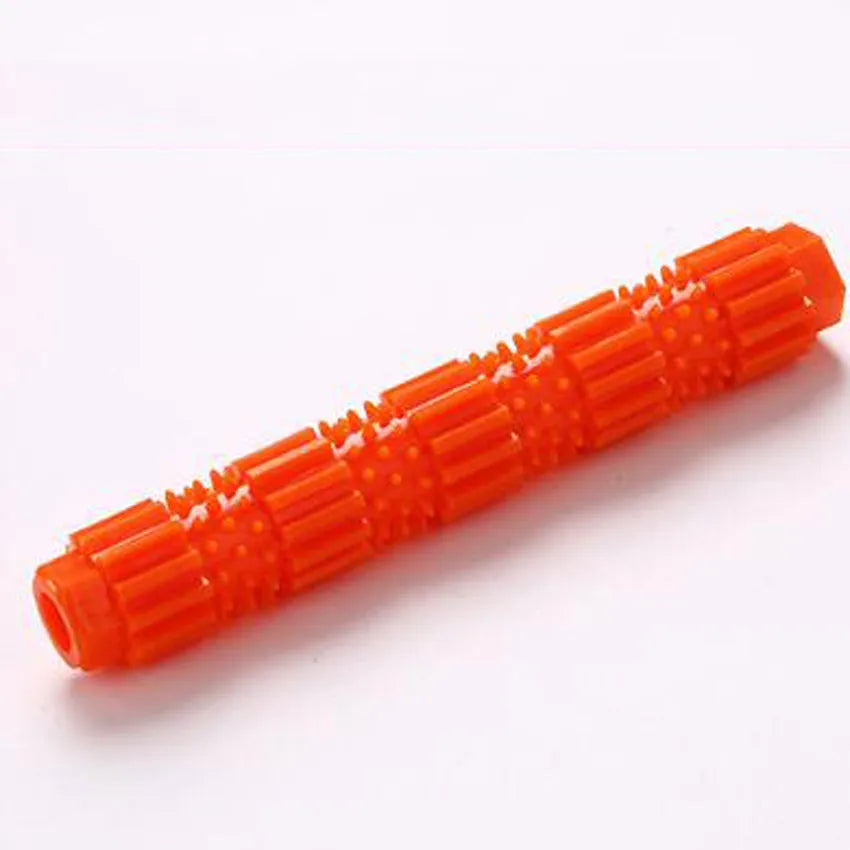 Green natural rubber dog chew toy with hollow centre for treat dispensing and teeth cleaning