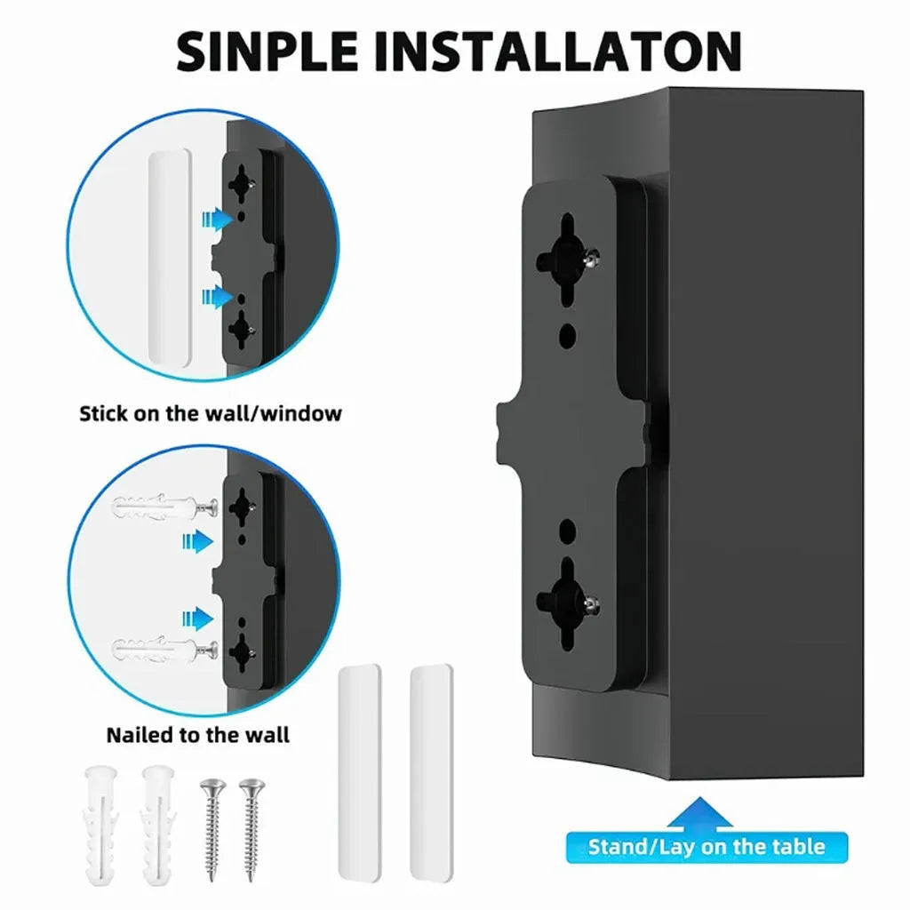 Black plastic digital television antenna with HD reception and mounting accessories