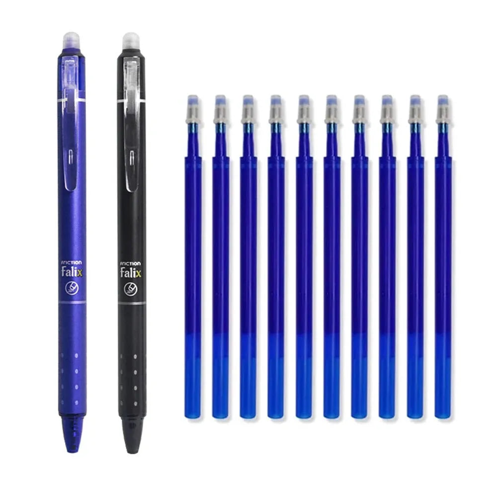 Hot Erasable Push Gel Pen with 0.5mm nib, shown in plastic shell with push-button top.