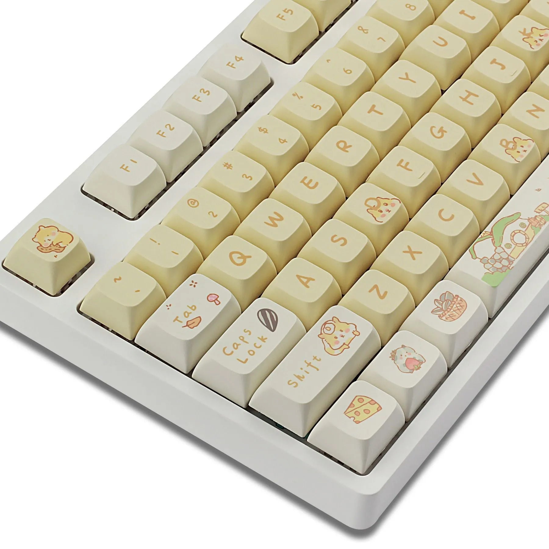 Custard and mouse character design mechanical keyboard keycaps set for 68 75 98 100 percent layouts