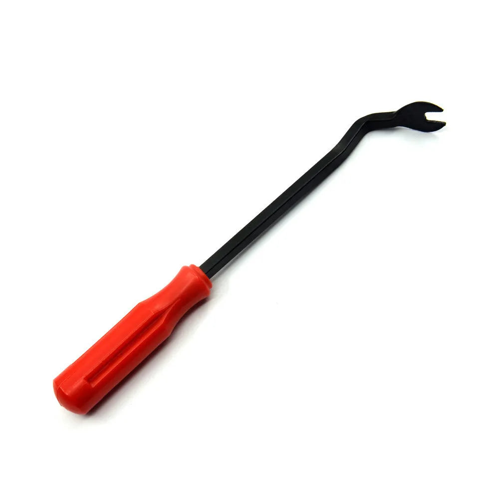 Red handle automotive clip driver and door panel nailing tool for General Motors vehicles