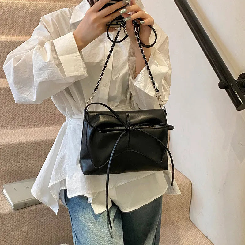 Women's soft PU underarm bag in horizontal square shape with mobile phone compartment