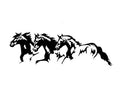 Three Horses car decal sticker with steed design in black, white, red, or blue, showing 25x8cm size.
