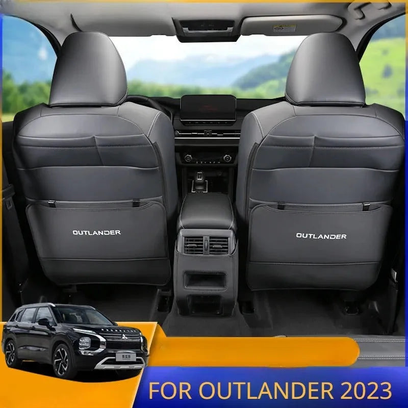 Three leather anti-kick protection pads for 2023 Outlander seats and console in black, grey and brown