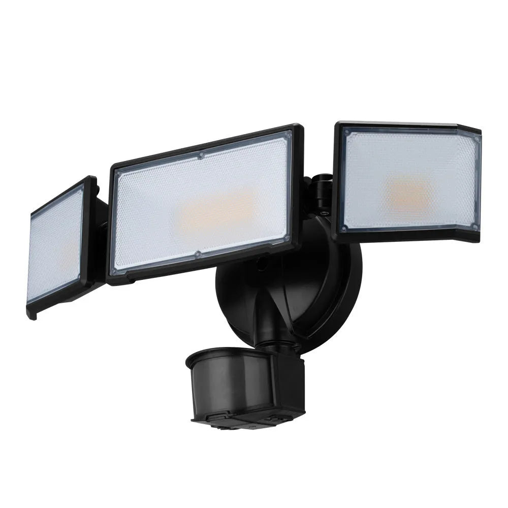 White LED security flood light with motion sensor for outdoor wall mounting