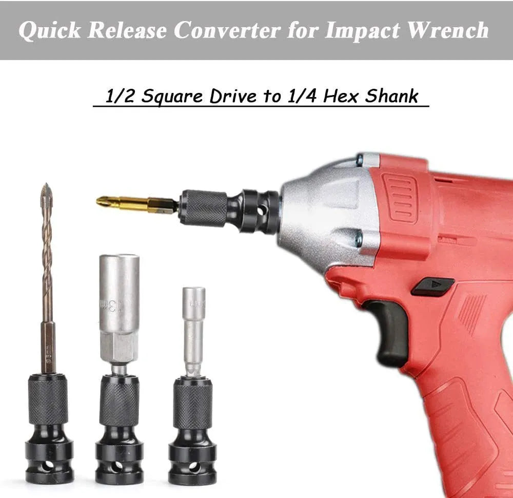 Scaling bit holder socket extension tool with telescopic sleeve on a workbench.