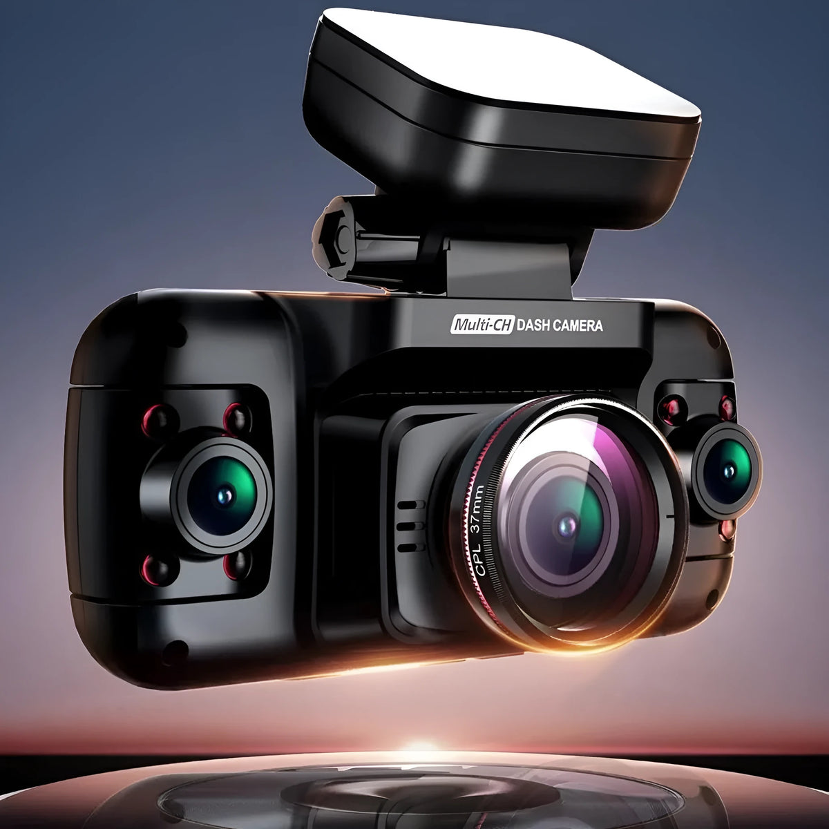 Panoramic car camera with four lenses and 2-inch screen for vehicle surveillance
