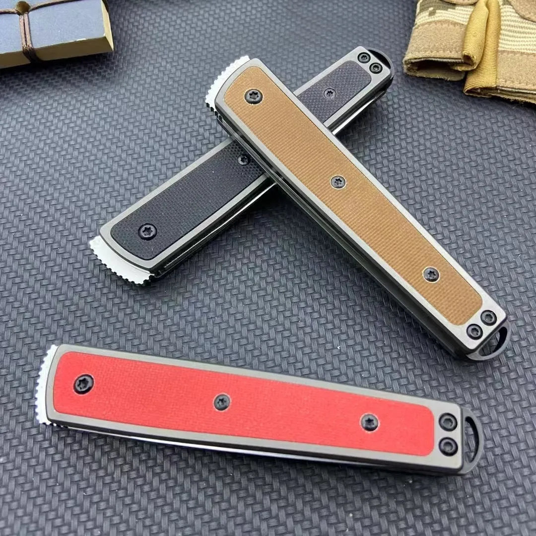 Handmade folding fruit knife in black, red, or coffee colour with a stainless steel blade.