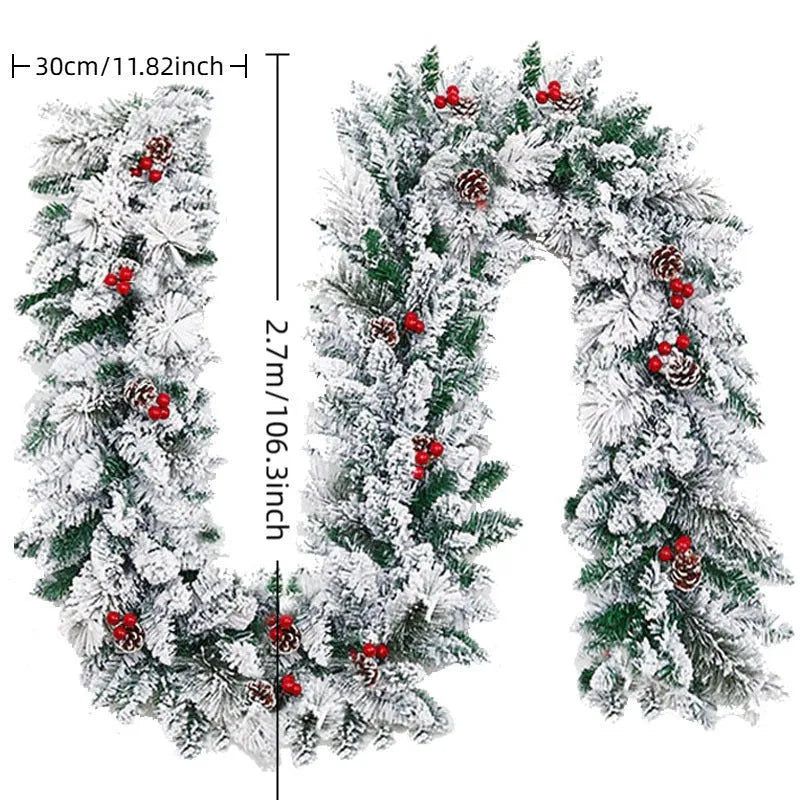 Christmas decorative rattan vine with white flocking snow in American style design
