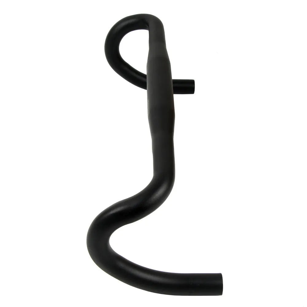 Black aluminium alloy road bike bent handlebar with 31.8mm clamp diameter