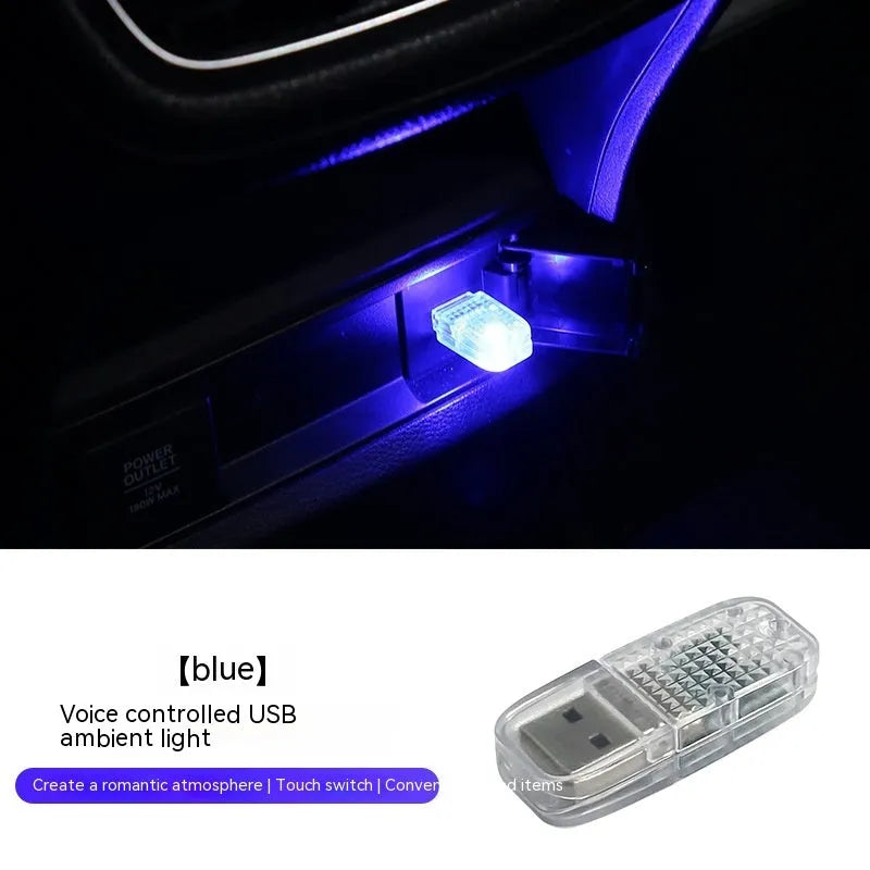 USB car atmosphere light with touch control and RGB voice function for interior mood lighting