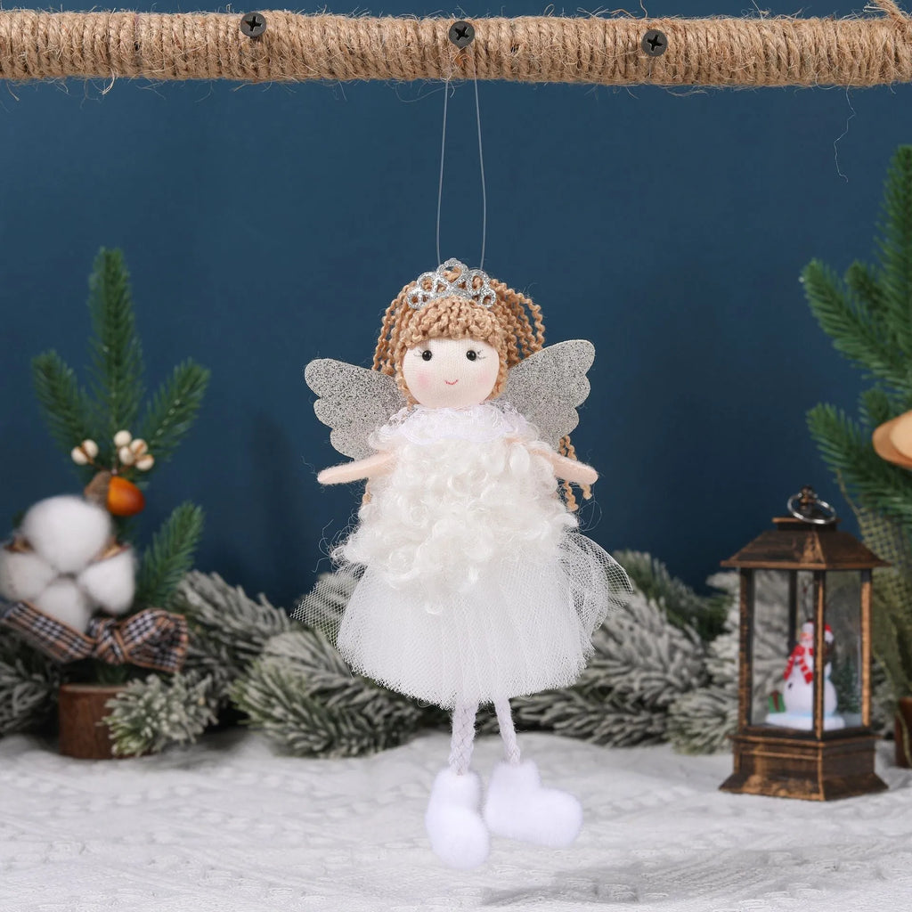 Cartoon Christmas angel girl fabric pendant for high ponytail hair decoration.