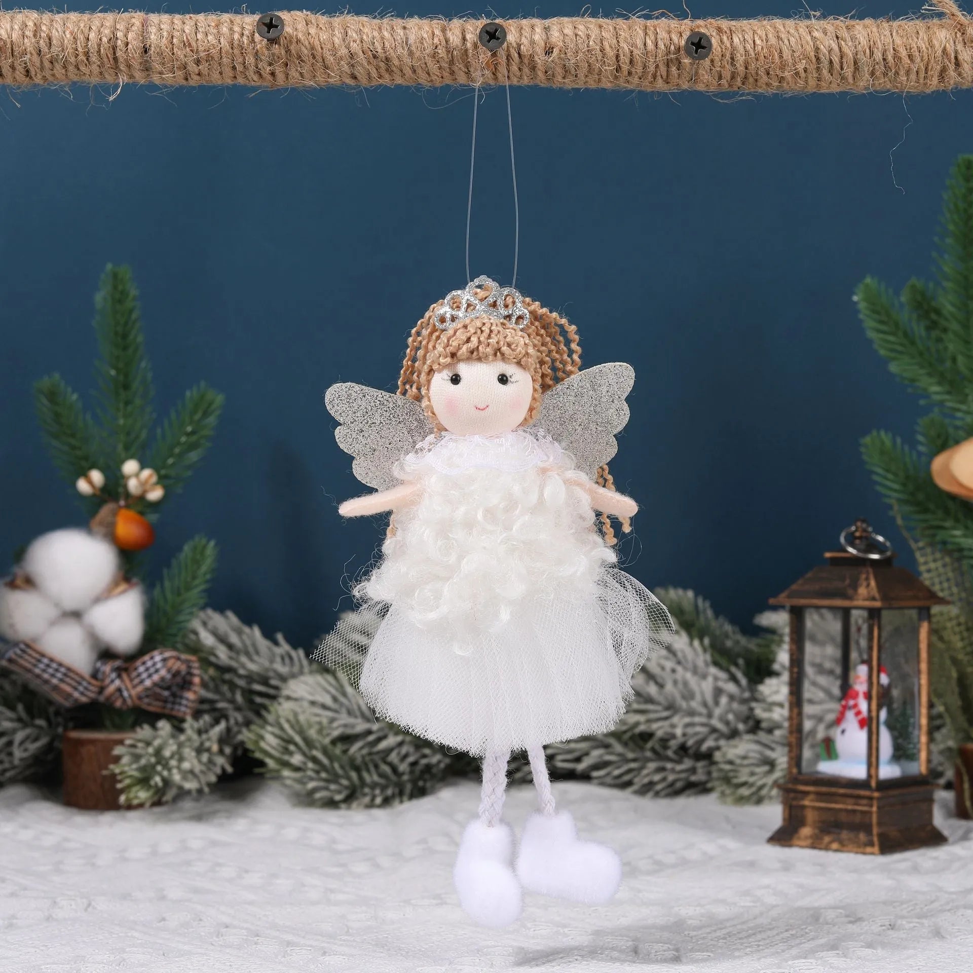 Cartoon Christmas angel girl fabric pendant for high ponytail hair decoration.