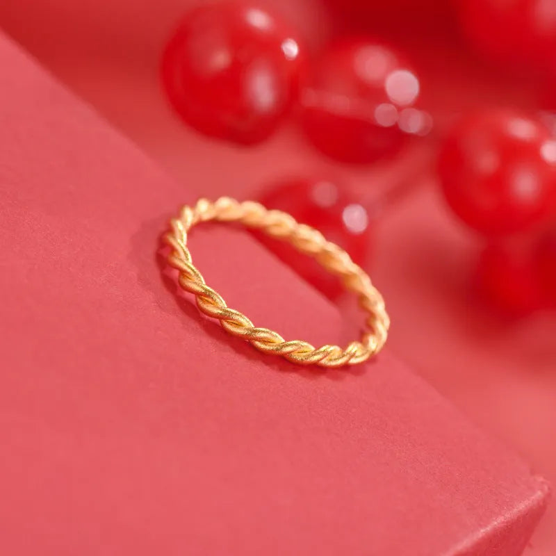 Brass gold plated women's bracelet ring showing twist, matte, and glossy finish options