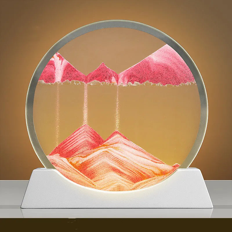 12-inch quicksand painting rotary night lamp with modern glass construction