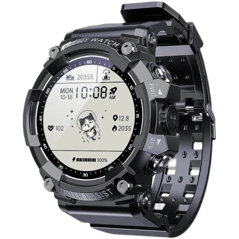ATTACK 3 IP67 waterproof smartwatch in black, pink, or white with circular 1.28 inch display and TPU strap