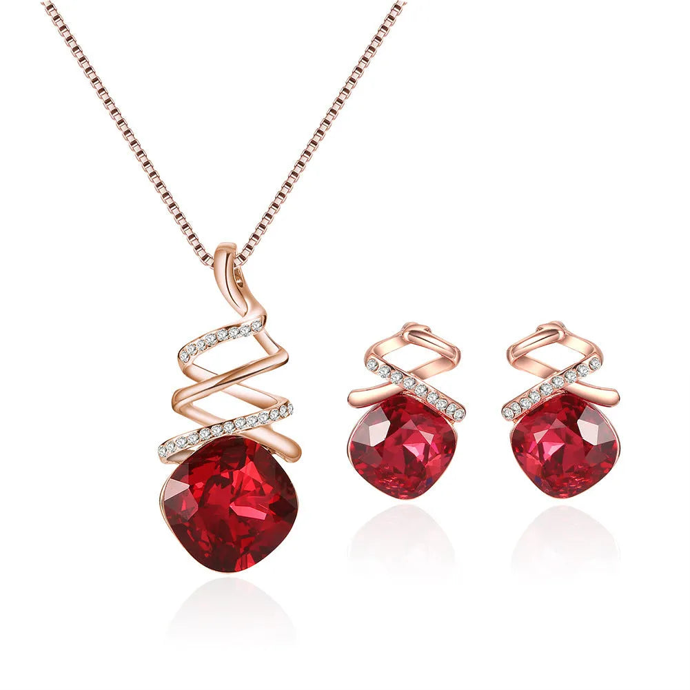 Women's alloy bridal jewellery set with adjustable necklace and earrings featuring diamond processing