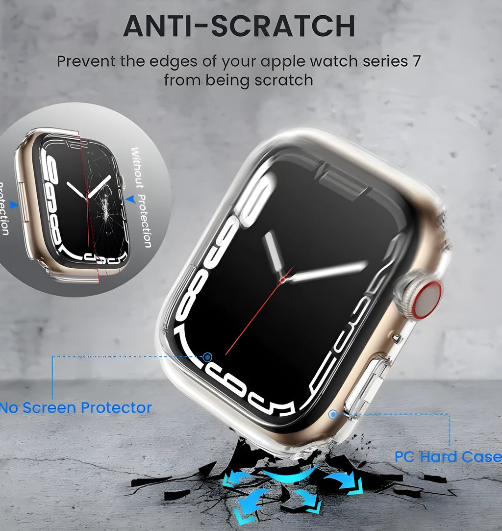 PC tempered film Apple Watch case in multiple colours and patterns for 38mm to 45mm sizes