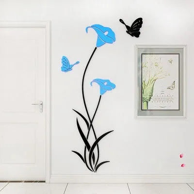 3D acrylic lily wall sticker showing dimensional floral design in pink colour