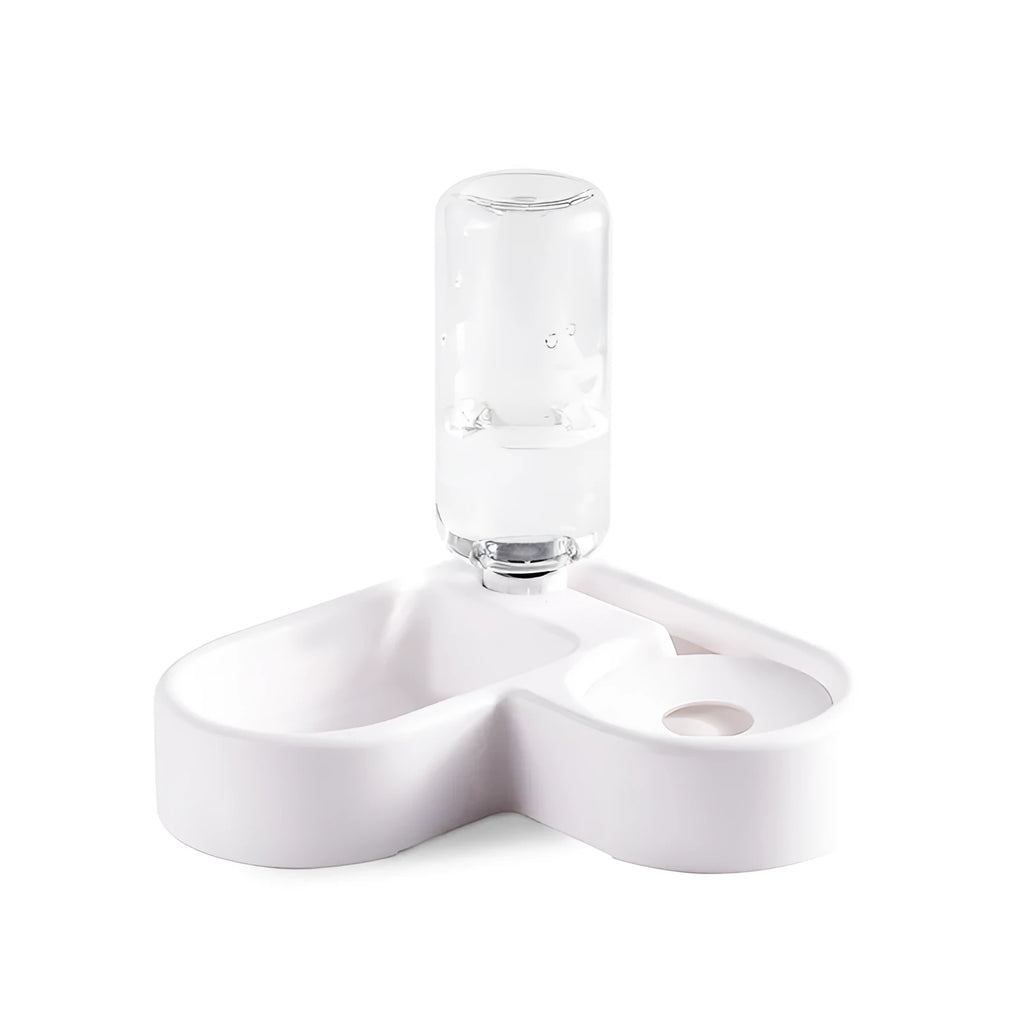 White food-grade plastic pet water fountain for cats and dogs with four flow modes.
