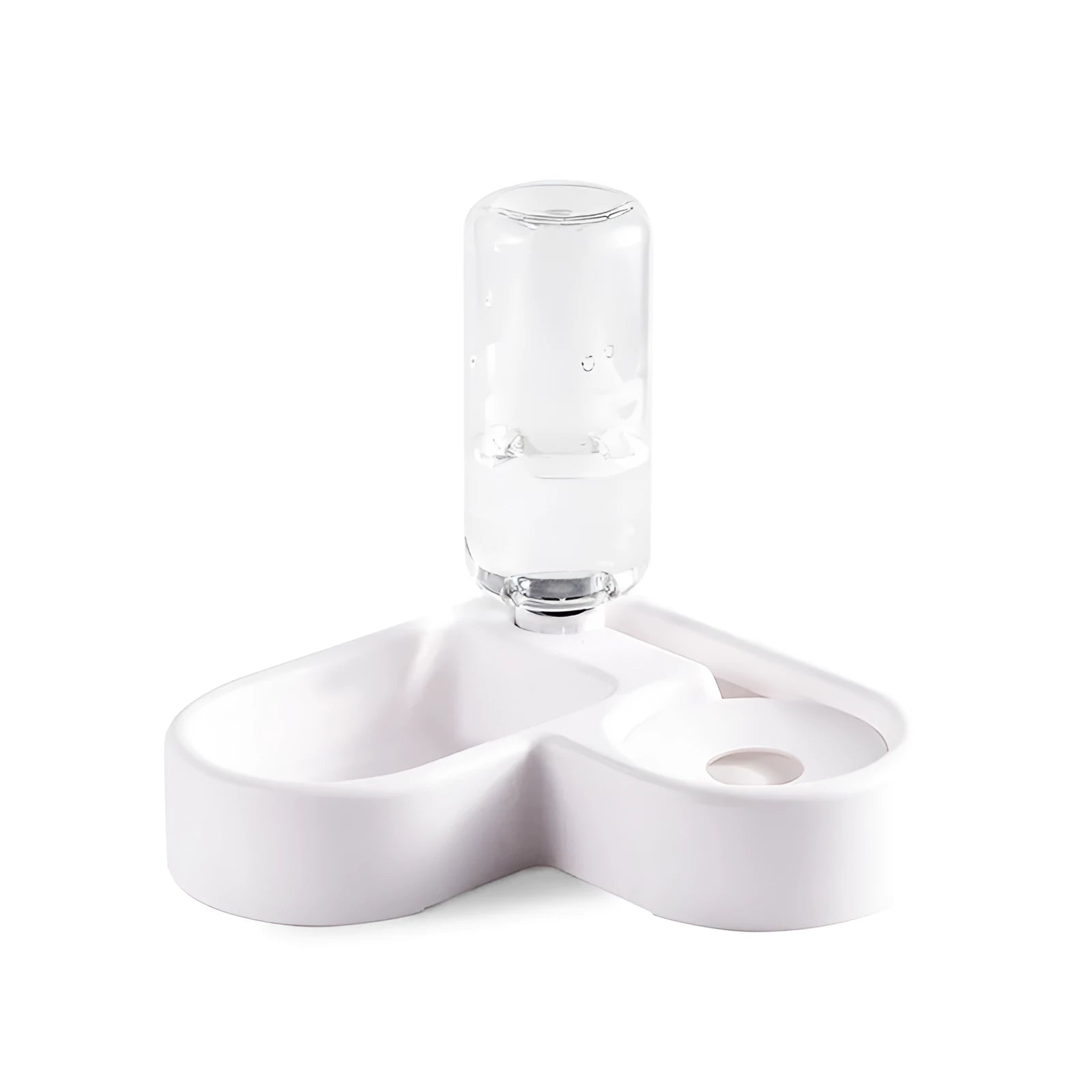 White food-grade plastic pet water fountain for cats and dogs with four flow modes.