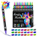Set of double-headed acrylic marker pens with quick-drying washable opaque colours